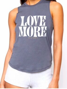 Spiritual Gangster Size M Womens Gray Sleeveless Crew Neck Casual Love More